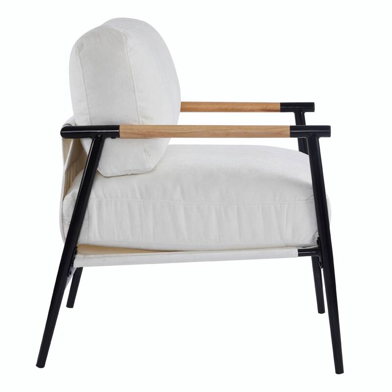 Minimalist Armchair - Soft Cushions, Wood/Metal Design, Compact