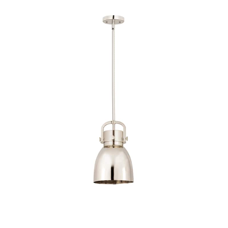 Innovations Lighting Newton Metal Bell - 1 Light 8" Stem Hung Pendant - Polished Nickel