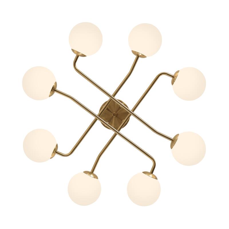 Retro - Modern Sputnik 8 - Light Semi - Flush Ceiling Light with Frosted Glass Spheres