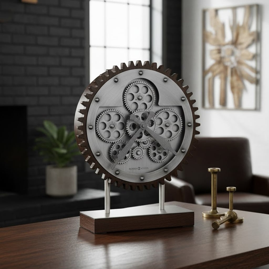 Howard Miller Hamish Industrial Gear Accent Mantel Clock - 11.75-inches Wide