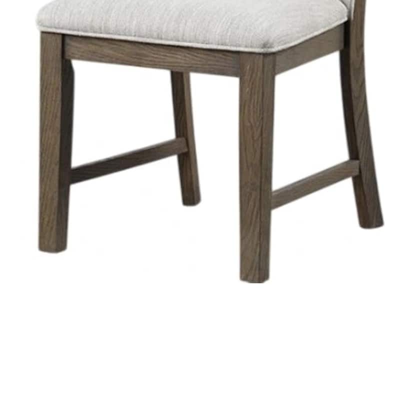 Clema Side Dining Chair Set of 2, Oak Brown Wood, Gray Fabric and Foam