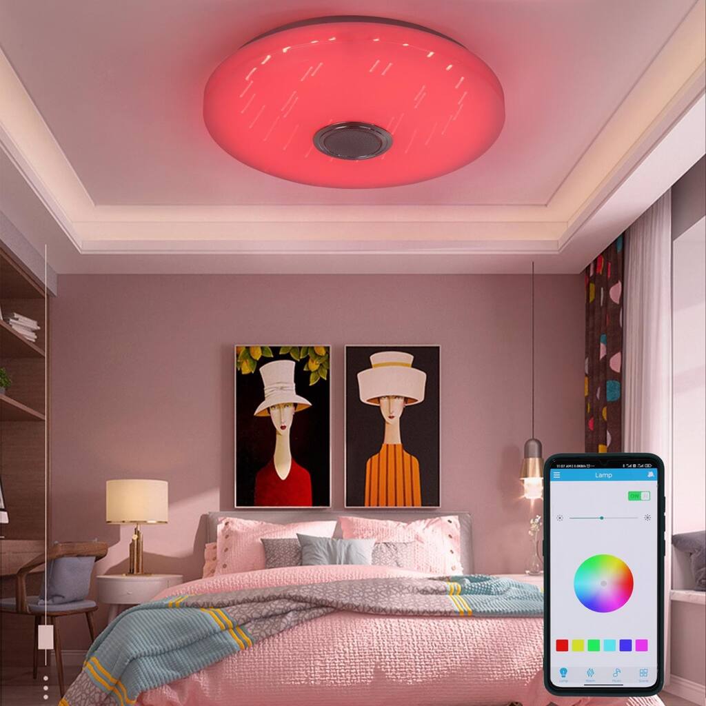 36W Music LED Ceiling Light With Bluetooth Speaker,3D Light Effect Ceiling Light