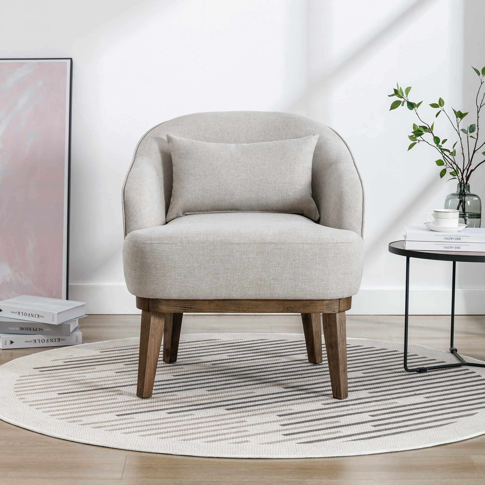 Kaleo Wood Accent Armchair Club Chair Small Upholstered Chair With - Main Image