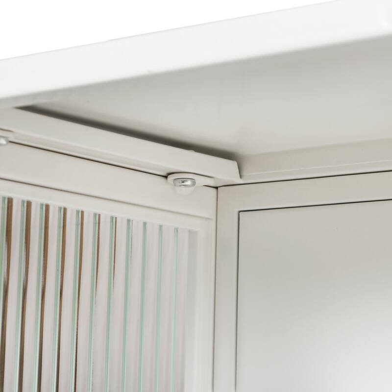 Roomfitters 27.56" Modern Glass Door Wall Cabinet with Three-Tier Storage for Entryway, Living Room, Bathroom, and Dining Room
