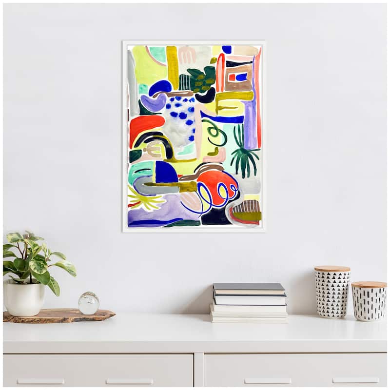 Kate and Laurel Sylvie Abstract 07 Framed Canvas by Emma Daisy