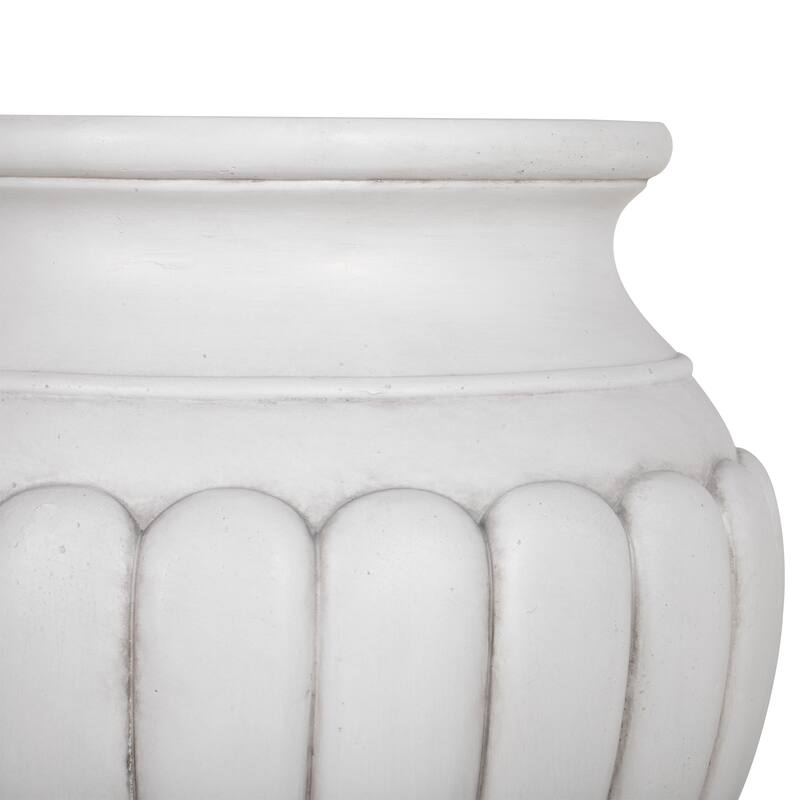 Christopher Knight Home - 23.03"H Classical Scalloped Lightweight Concrete Pedestal Urn Planter for Garden & Front Porch