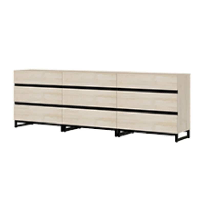 WAMPAT Modern TV Stand with Drawers and Metal Base