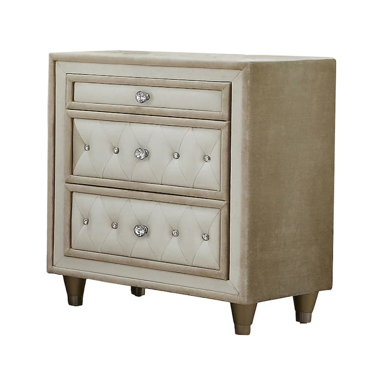 Justine Ivory and Camel 5-piece Bedroom Set with 2 Nightstands