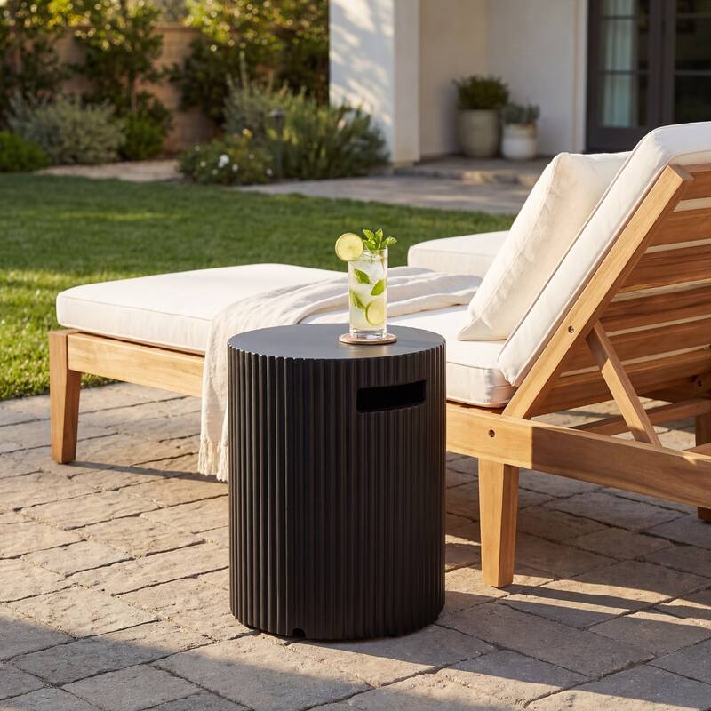 Christopher Knight Home - Trenton Outdoor Fire Pit Table and Side Table Set with Travertine Stone Texture and Durable MGO Build