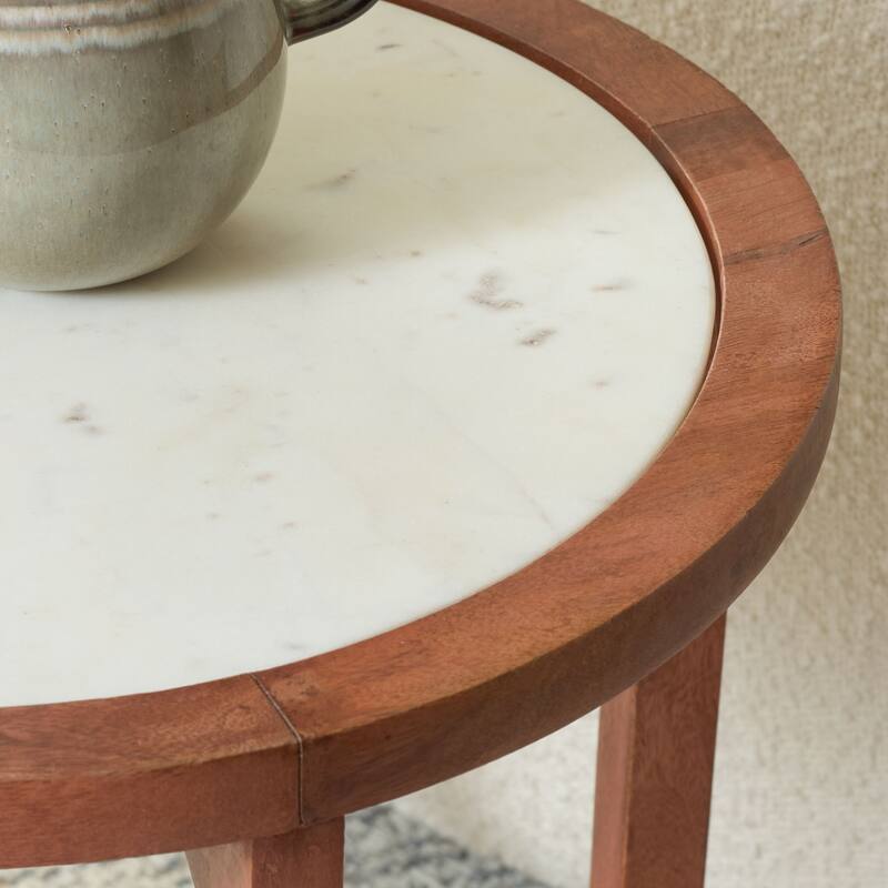 SAFAVIEH Home Minori Marble Side Table - 16"W x 16"D x 19"H