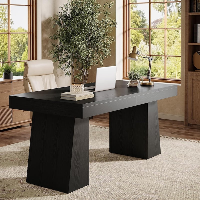 55" Executive Desk, Office Desk with Double Pedestal for Home Office
