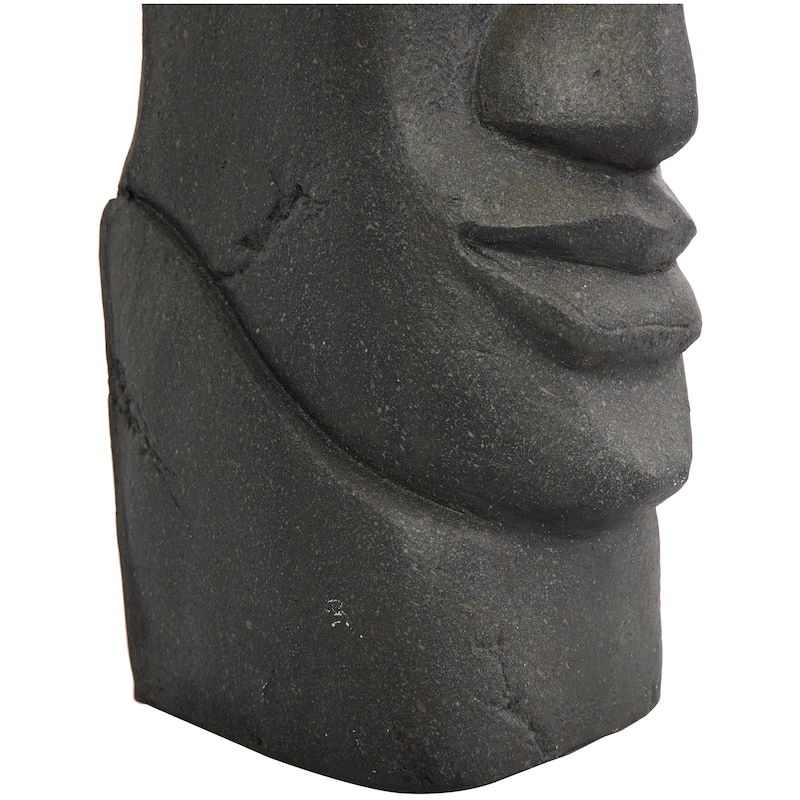 Black Resin Tall Distressed Totem Face Decorative Sculpture