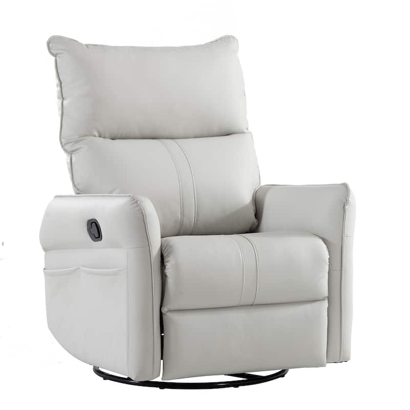Modern Small Rocking Swivel Recliner Chair for Bedroom - White