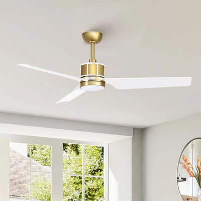 52" Reversible 3-Blade Smart LED Ceiling Fan with Remote Control and Light Kit