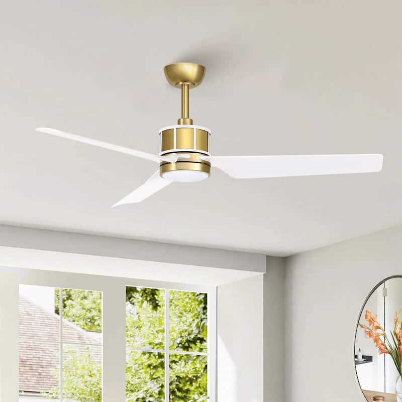 52" Reversible 3-Blade Smart LED Ceiling Fan with Remote Control and Light Kit