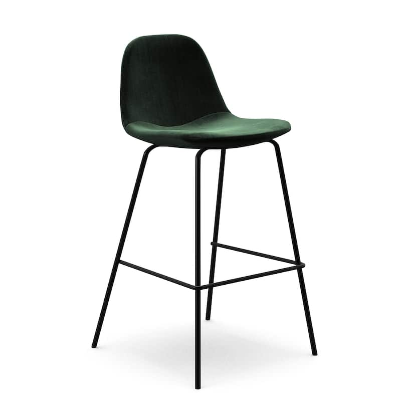 Maxine Velvet Counter Height Stools Black Legs (Set of 2)
