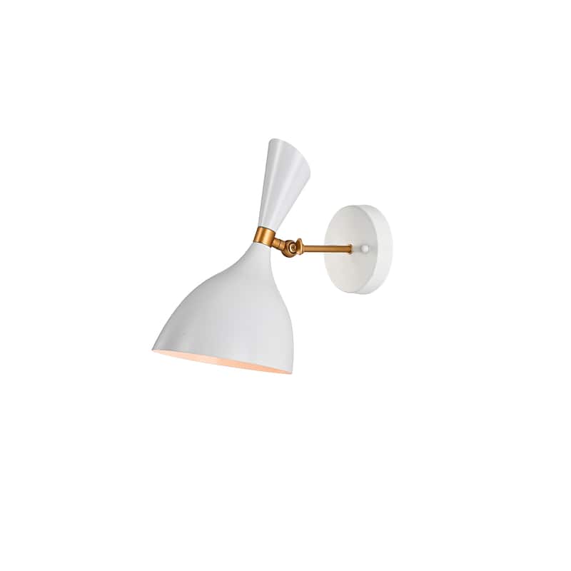 Richmond Matte White+Gold Curved Bowl Metal Shade 1-Light Wall Sconce
