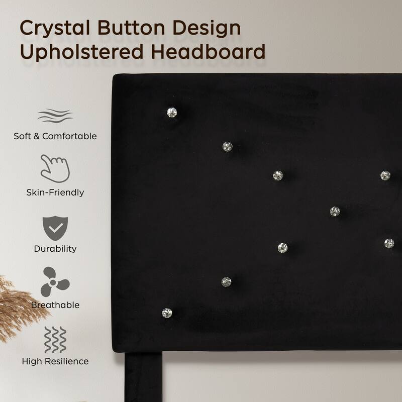 GDFStudio Modern Bed Frame with Velvet Headboard