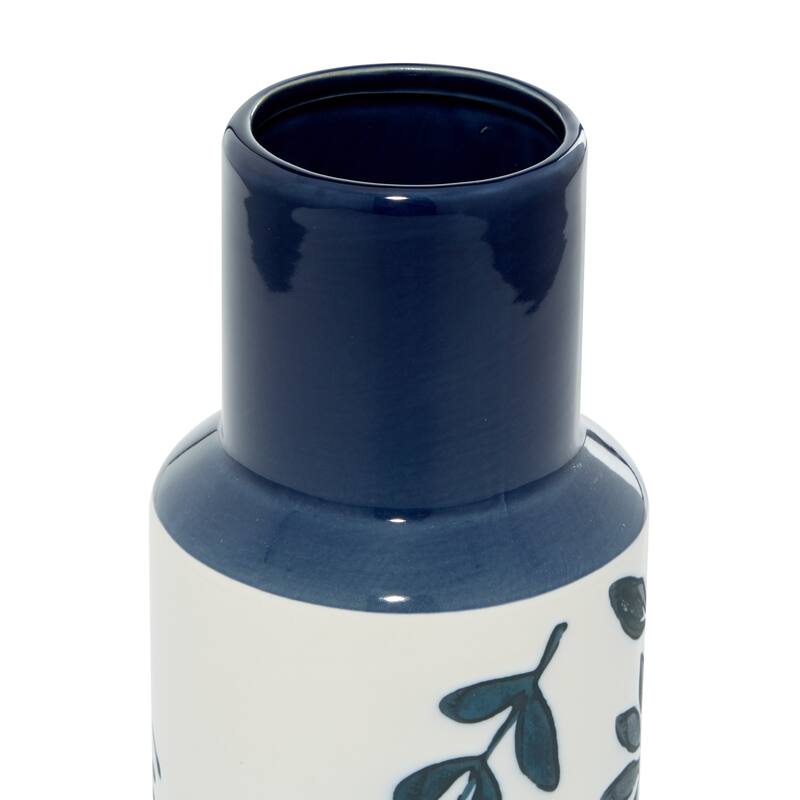 Ceramic Floral Handmade Vase - Blue - Roche River Decor - 5"W x 5"L x 12"H