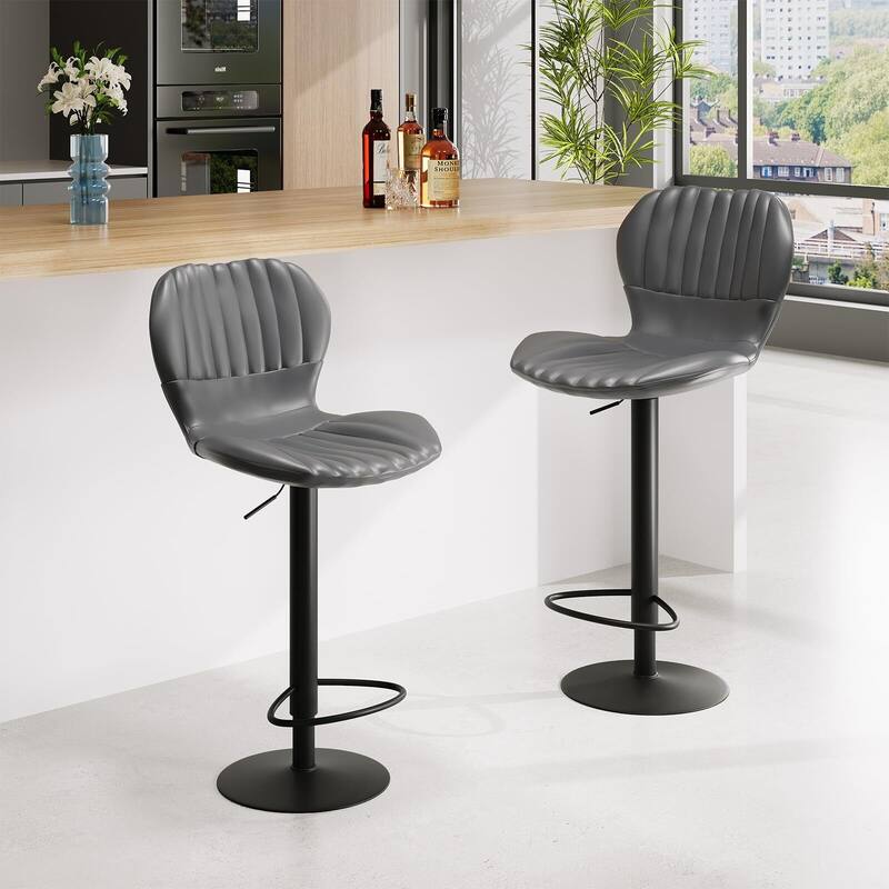 Swivel Counter Height Bar Stools Set of 4,Adjustable Upholstered Barstools Counter Height with High Backrest