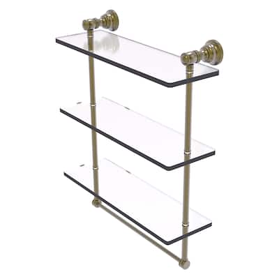 Allied Brass Carolina Collection 16 Inch Triple Glass Shelf with Towel Bar