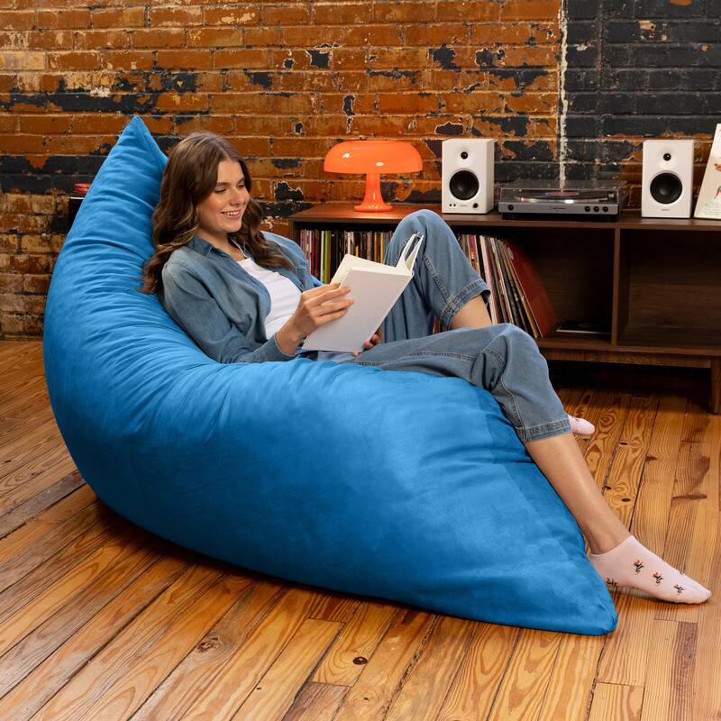 Jaxx 5.5' Huge Bean Bag Floor Pillow and Lounger for Adults - Microsuede - Blueberry