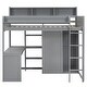 preview thumbnail 4 of 10, Wood Twin Size Loft bed with Multiple Storage Shelves and Wardrobe