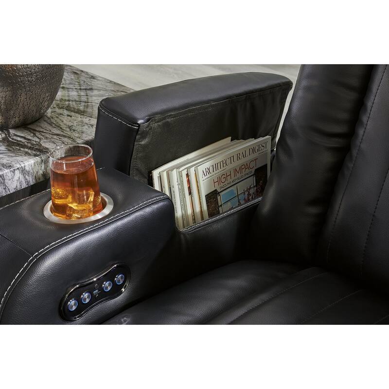 Signature Design by Ashley Caveman Den Midnight Power Reclining Loveseat with Console - 75" W x 42" D x 42" H