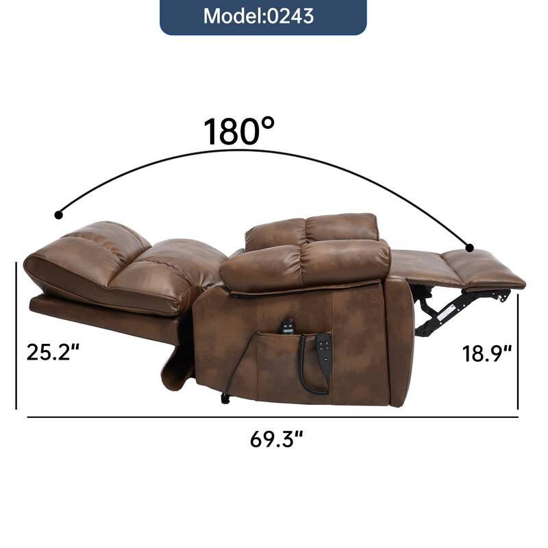 Leatheraire Heat Massage Dual Motor Infinite Position Up to 350 LBS Large Electric Power Lift Recliners with Hidden Cup Holders