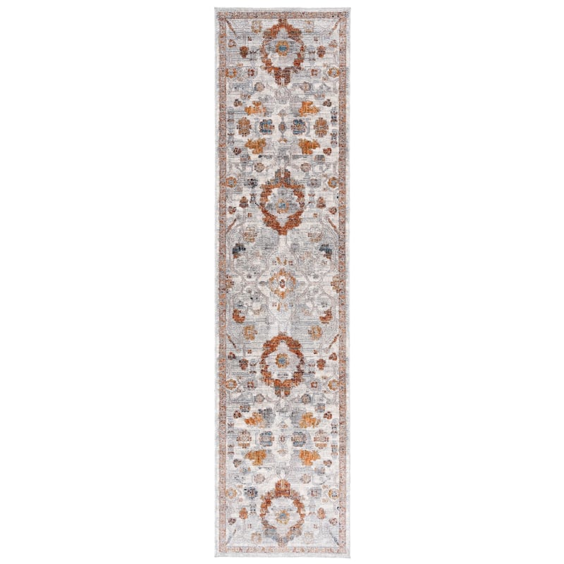 SAFAVIEH Heirloom Aurora Traditional Oriental Rug - 2' x 8' Runner - Ivory Grey/Rust