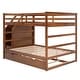 preview thumbnail 6 of 7, Walnut Elegant Full-Over-Full Bunk Bed with Trundle and 3 Storage Stairs