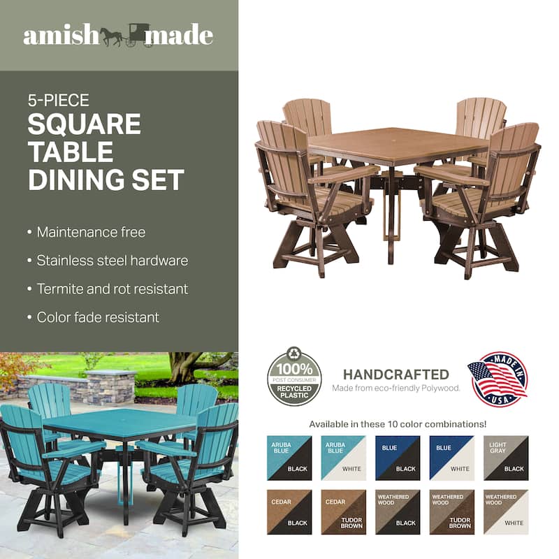 American Furniture Classics Five Piece Square Dining Height Dining Set, Made in the USA - N/A