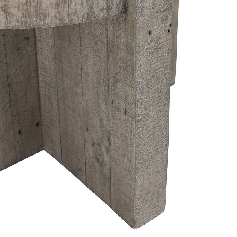 Classic Home Sonoma 26" Round Reclaimed Pine End Table in Distressed Gray