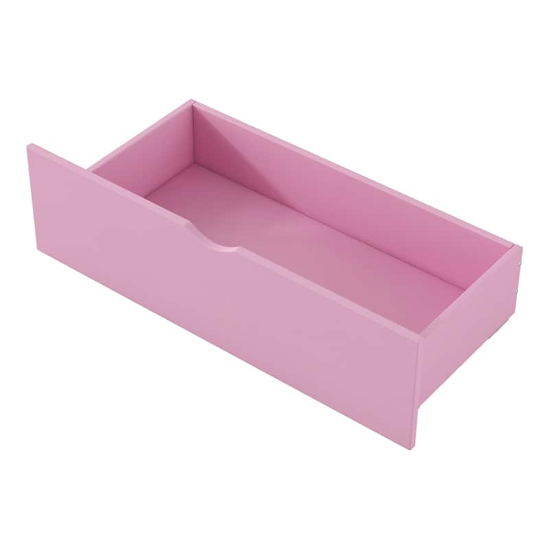 Low Twin Platform with 2 Drawers & Guardrails for Kids Room