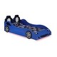 preview thumbnail 6 of 13, Wooden Twin Size Car Bed with LED Strip Lighting Blue/Black
