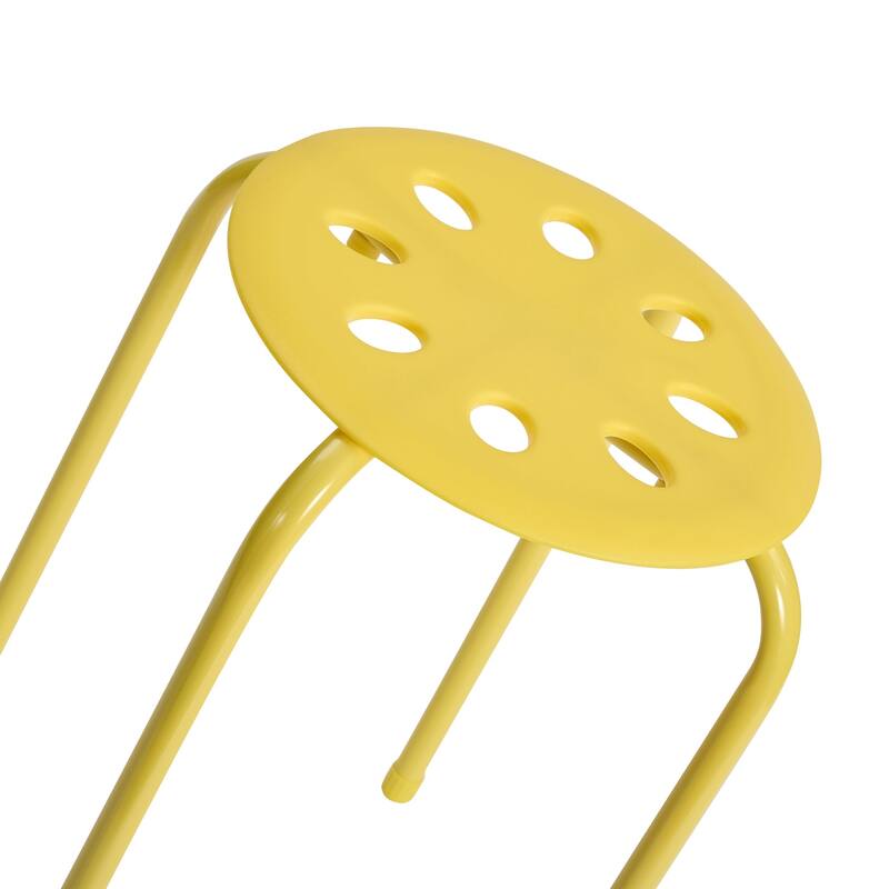 Javlergo 6-Pack Plastic Stackable Stools, Portable 8 Holes Metal Round Top Stools for Kitchen/Classrom
