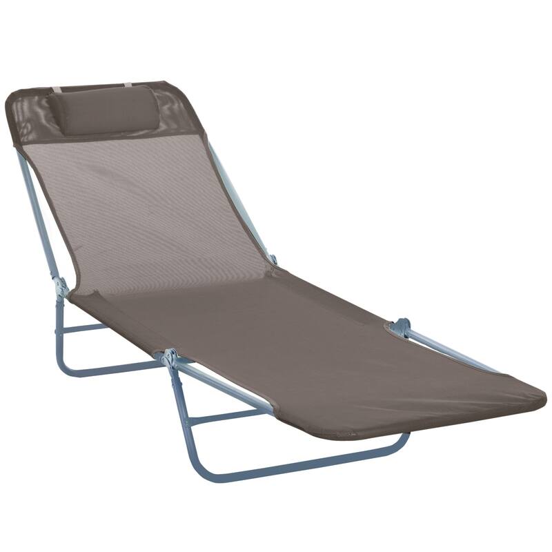 Outsunny Folding Chaise Lounge Chair, Pool Sun Tanning Chair, Outdoor Lounge Chair With 5-Position Reclining Back