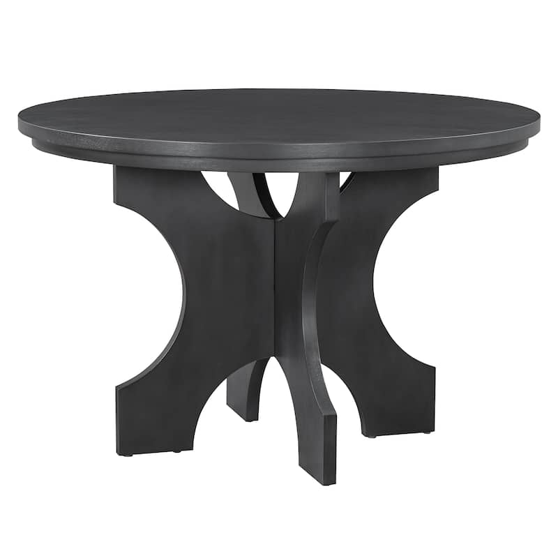 Rustic 5-piece Round Dining Set with Upholstered Chairs and Curved Bench for Cozy Family Gatherings