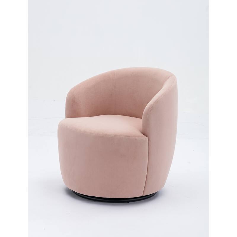 Velvet Fabric Swivel Barrel Chair with Black Powder Coating Metal Ring