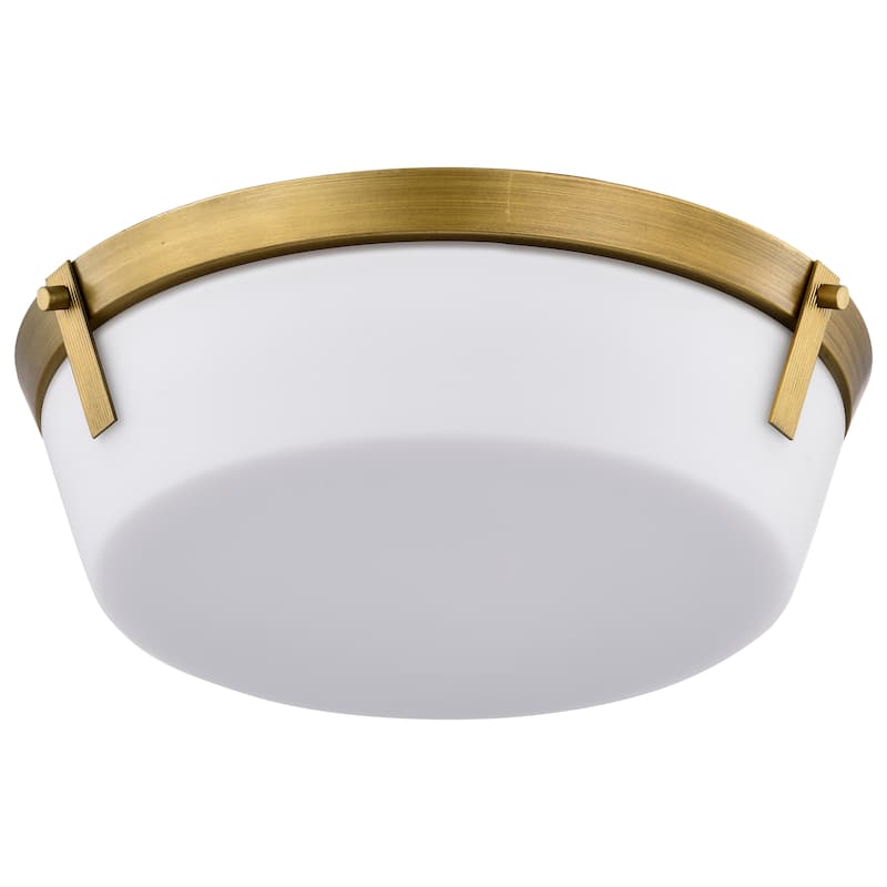 Rowen 3 Light Flush Mount - Natural Brass Finish - Etched White Glass - Natural Brass