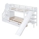 preview thumbnail 37 of 64, Elegant Twin over Twin Bunk Bed With 2 Drawers,3 Shelves and Slide,Sturdy Frame,s