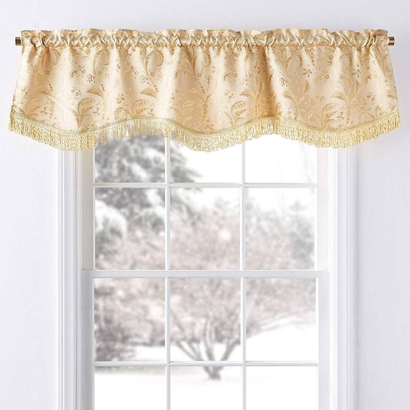 Violet Linen Luxury Floral Damask, 60" x 15", Straight, Rod Pocket Curtain Valance
