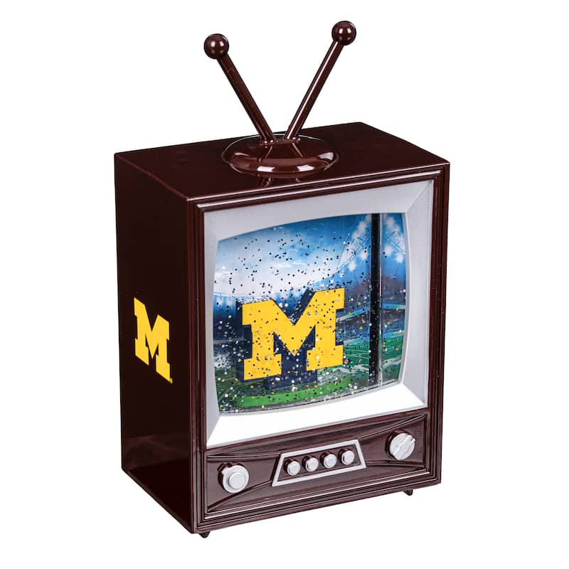 Univ of Michigan 8 in. Vintage TV Light Up Water Lantern Snow Globe