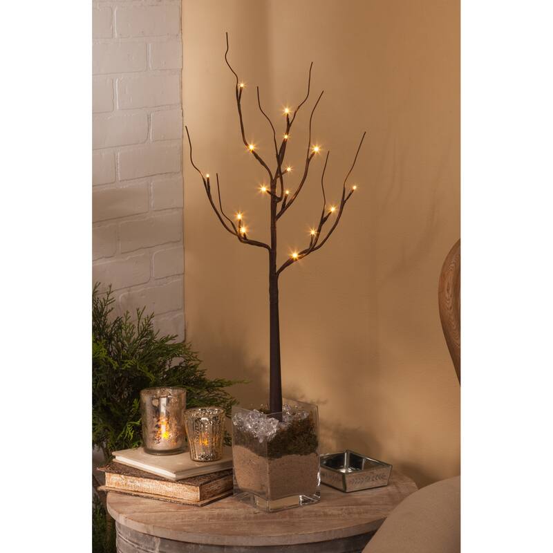 27 in Brown LED Branches with Timer Set of 2