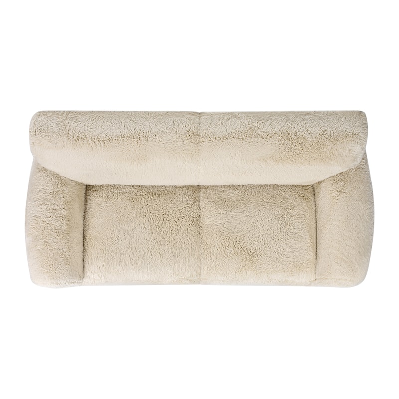 Summit 83" Rustic Farmhouse Mongolian Sheepskin Overstuffed Sofa