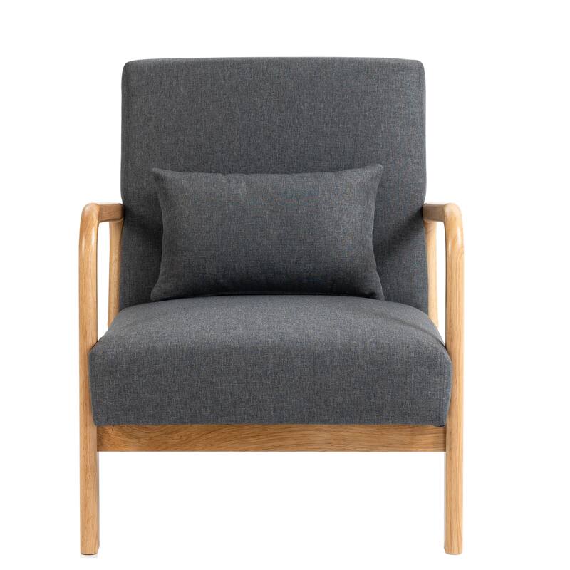 Briston 2 Set Mid Century Modern Wood Accent Chairs with pillow