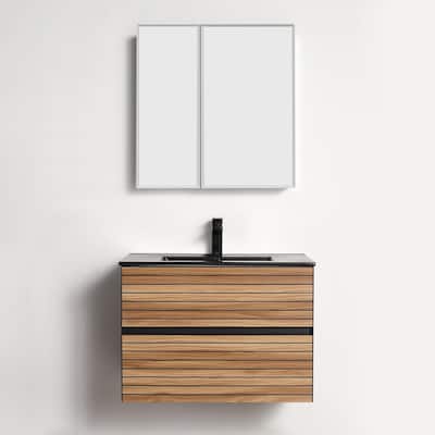 Blossom 30" Floating Bathroom Vanity with Black Ceramic Sink