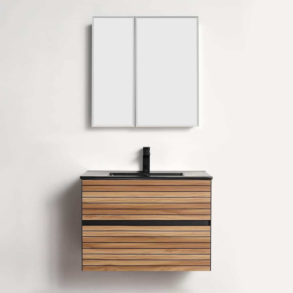 Blossom Annecy 30" Floating Bathroom Vanity with Black Ceramic Sink