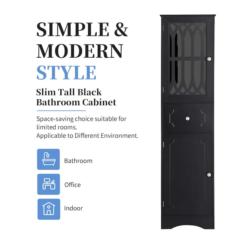 Freestanding Storage Cabinet with Drawer and Doors