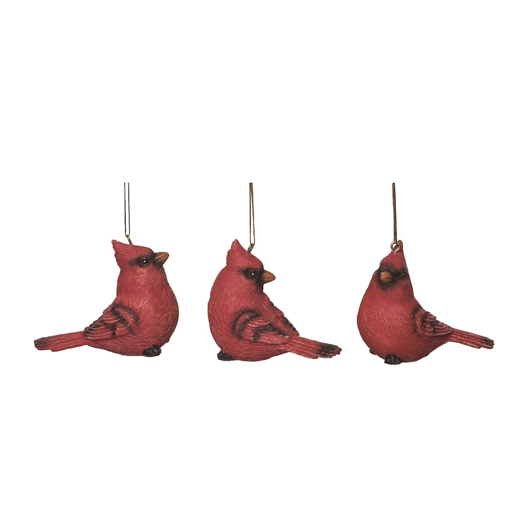 Transpac Resin Cardinal Ornament Set of 3 Christmas Home Decorations
